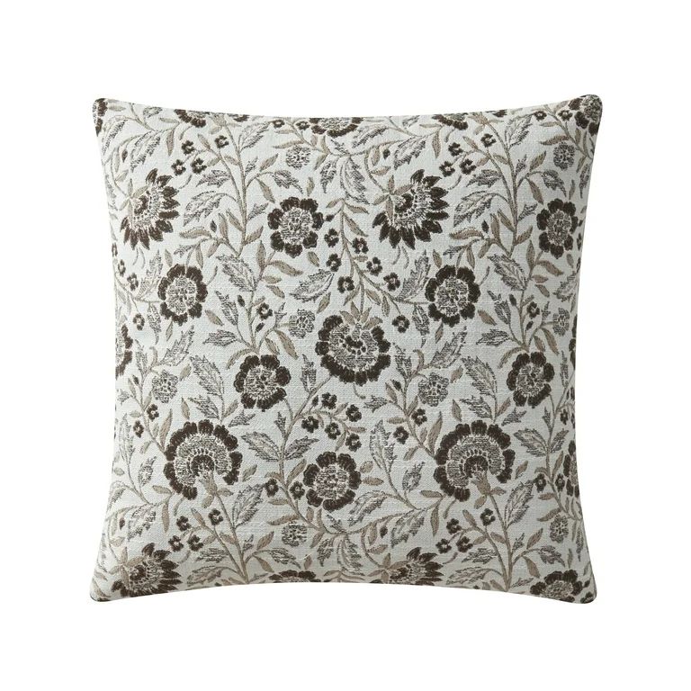 My Texas House 20" x 20" Brown Bel Jacquard Floral Decorative Pillow Cover | Walmart (US)