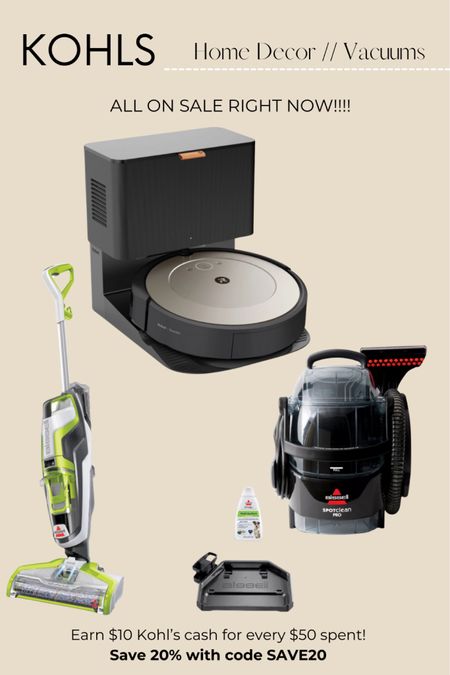 SAVE on all of these vacuums this weekend + earn Kohl’s cash for every dollar spent! 👏🏽

Robot vaccum, cordless vacuum cleaner, vacuum carpet cleaner, pet vacuum cleaner.

#petvacuum #robotvacuum #bissellvacuum #bestvacuums #springhomecleaning

#LTKGiftGuide #LTKhome #LTKsalealert