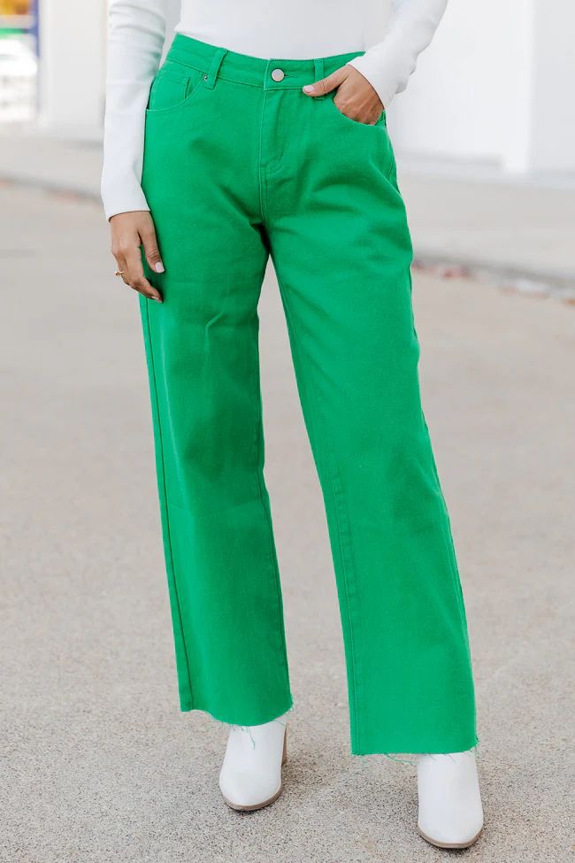 Madelyn Kelly Green Straight Leg Jeans | Pink Lily