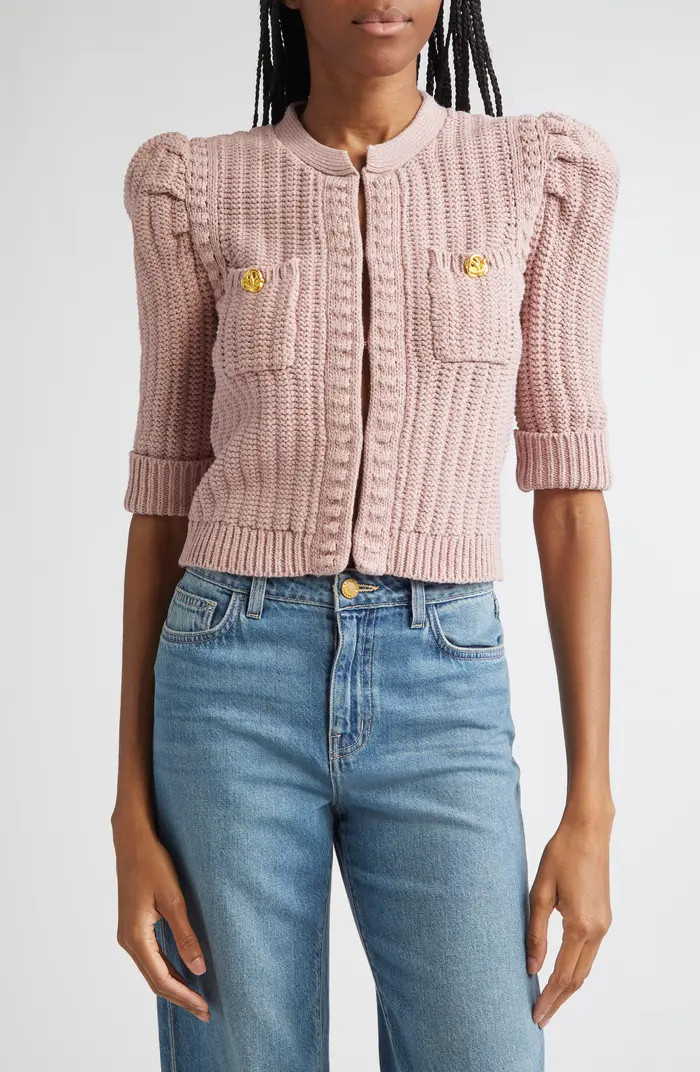 L'AGENCE Delilah Puff Sleeve Crop Cardigan | Nordstromrack | Nordstrom Rack