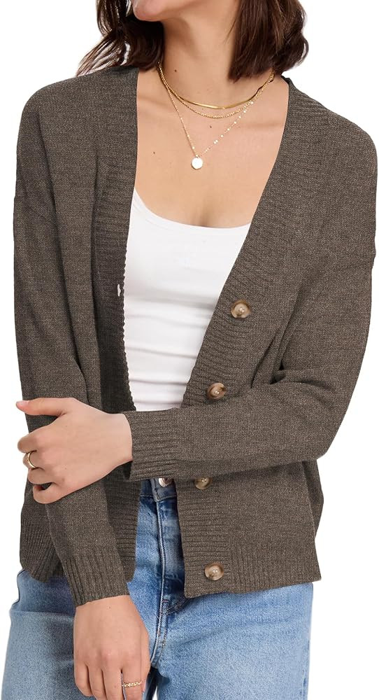 LOMON Women's Button Down Cardigan Sweaters Fall Long Sleeve Open Front Soft Cardigan Casual Loos... | Amazon (US)