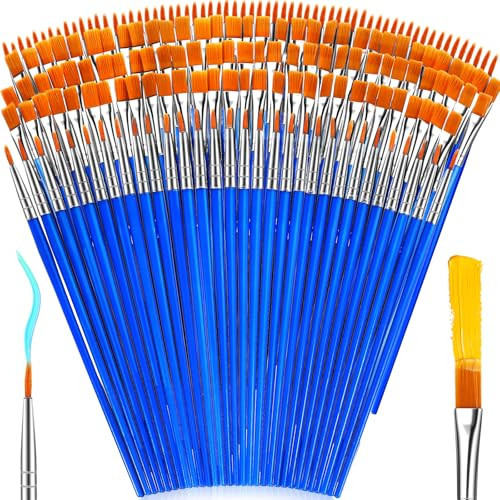 162 Pcs Paint Brushes Bulk, Round Flat Tip Acrylic Paint Brushes Set for Kids Classroom Crafts Oil Watercolor Canvases Face Painting Touch Up | Amazon (US)
