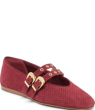 Dolce Vita Baylee Perforated Suede Grommet Hardware Double Buckle Mary Jane Ballet Flats | Dillar... | Dillard's