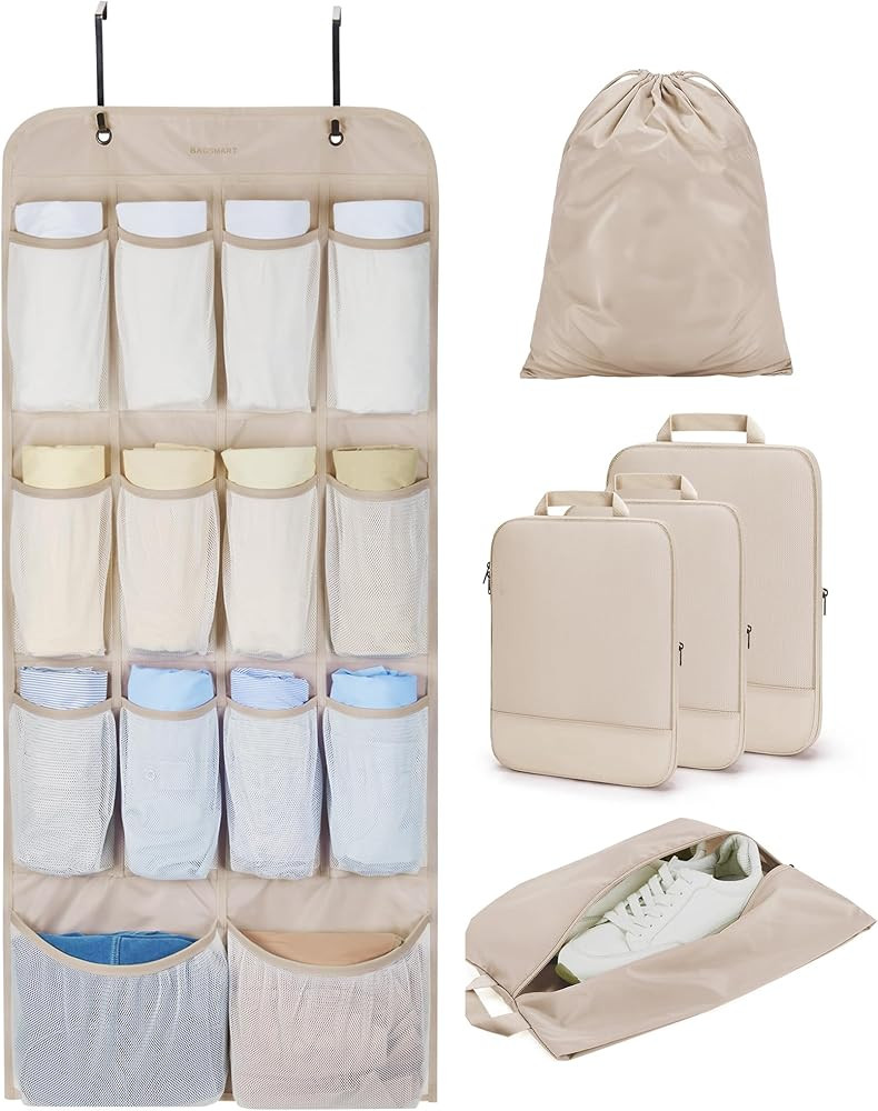 BAGSMART Hanging Compression Packing Cubes for Closet Organizers And Storage, 6 Set Suitcase Orga... | Amazon (US)