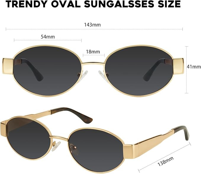 mosanana Retro Designer Oval Metal Sunglasses for Women Trendy Style MS52364 | Amazon (US)