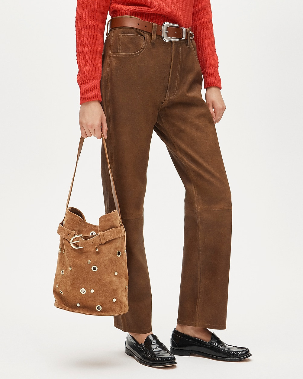 Berkeley belted bucket bag in studded suede | J. Crew US