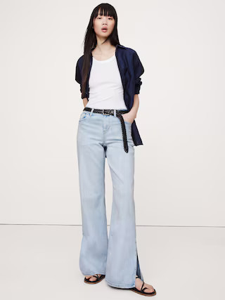 The Icon Classic Mid-Rise Wide-Leg Split-Hem Jean | Banana Republic (US)
