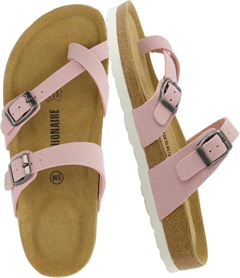 CUSHIONAIRE Luna Sandals for Women, Cork Footbed Womens Sandals for Summer Comfort with Adjustable Straps, Wide Width Available | Amazon (US)