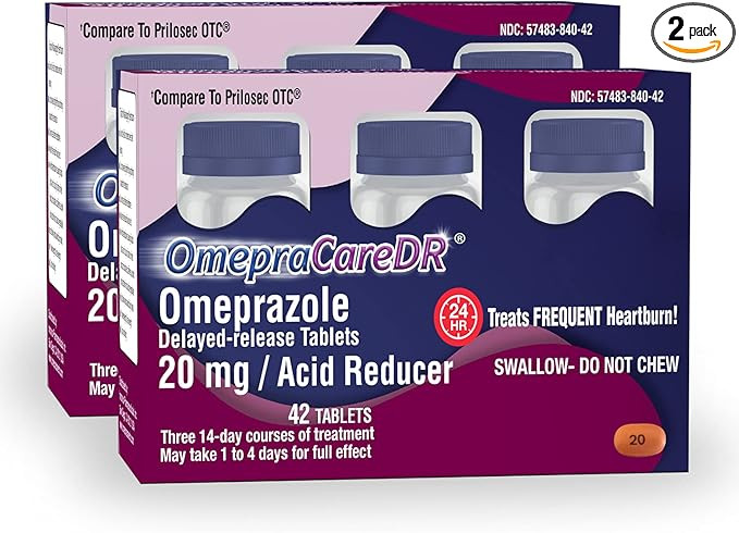 OmepraCareDR 84 Count Tablets Omeprazole 20mg Acid Reducer for Heartburn (14 Tablets/Bottle) Two ... | Amazon (US)