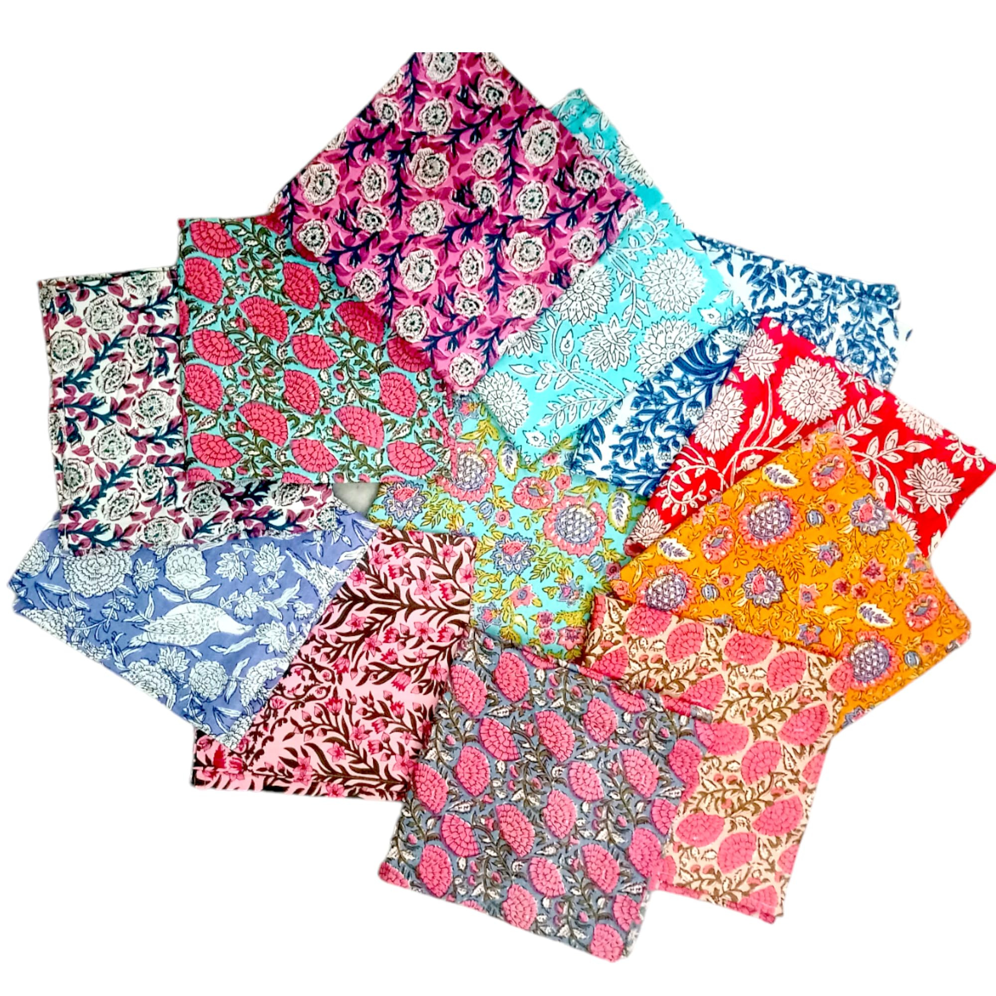 COTSILER Premium Handblock Cotton Napkin Set, Floral Print, Handmade Reusable Washable for Dinner... | Amazon (US)