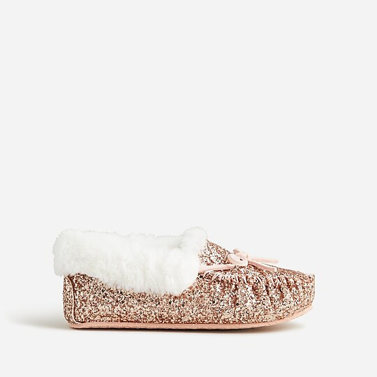 Girls' lodge slippers in rainbow glitter | J. Crew US