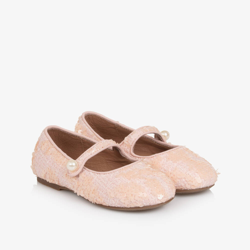 Age Of Innocence Girls Pink Tweed & Sequin Shoes | Childrensalon