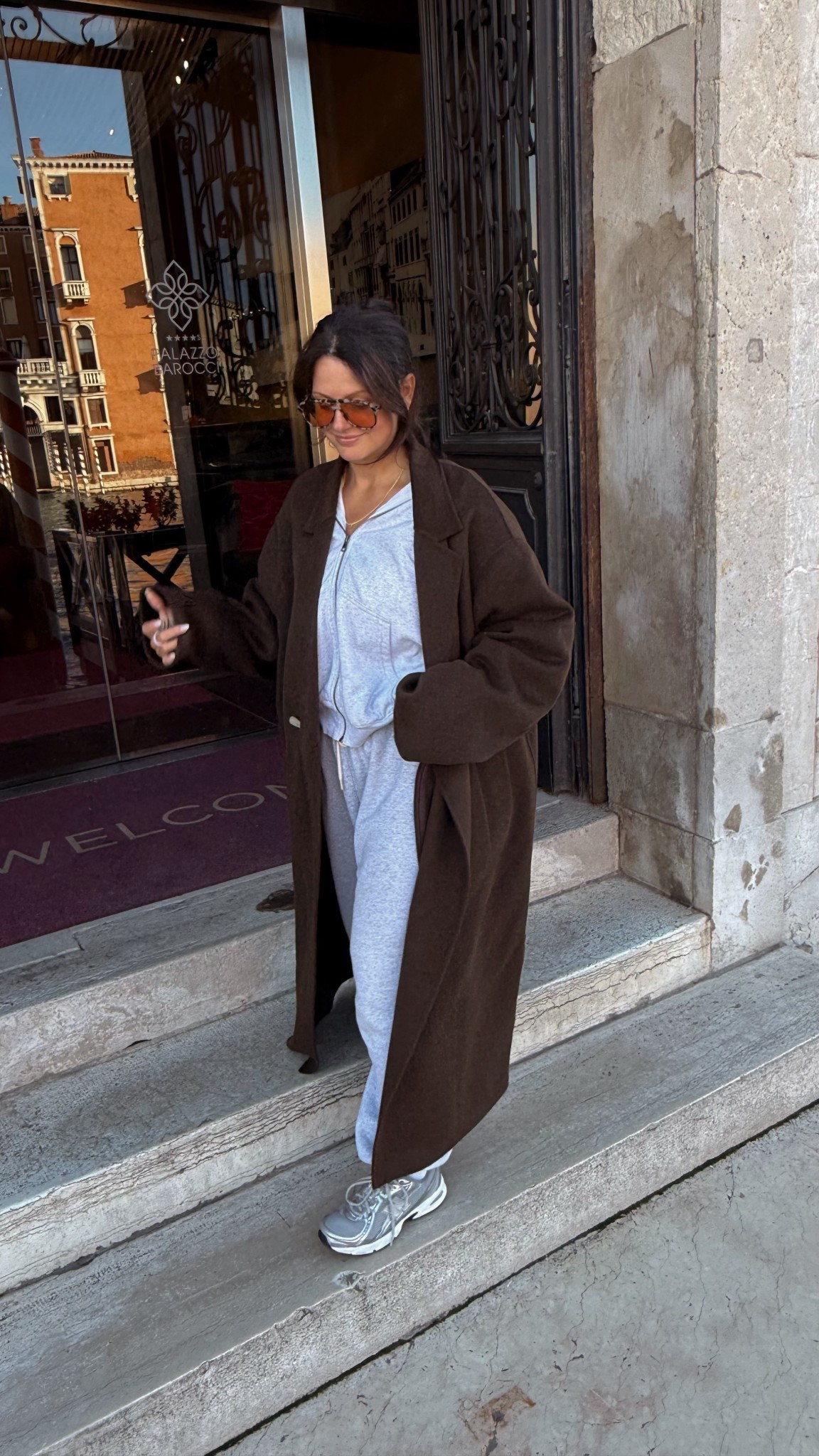 Italy honeymoon in the winter!! Cozy coat, matching sweat set, aviators and new balances!! 

#LTKootd #LTKdayinmylife #LTKTravel