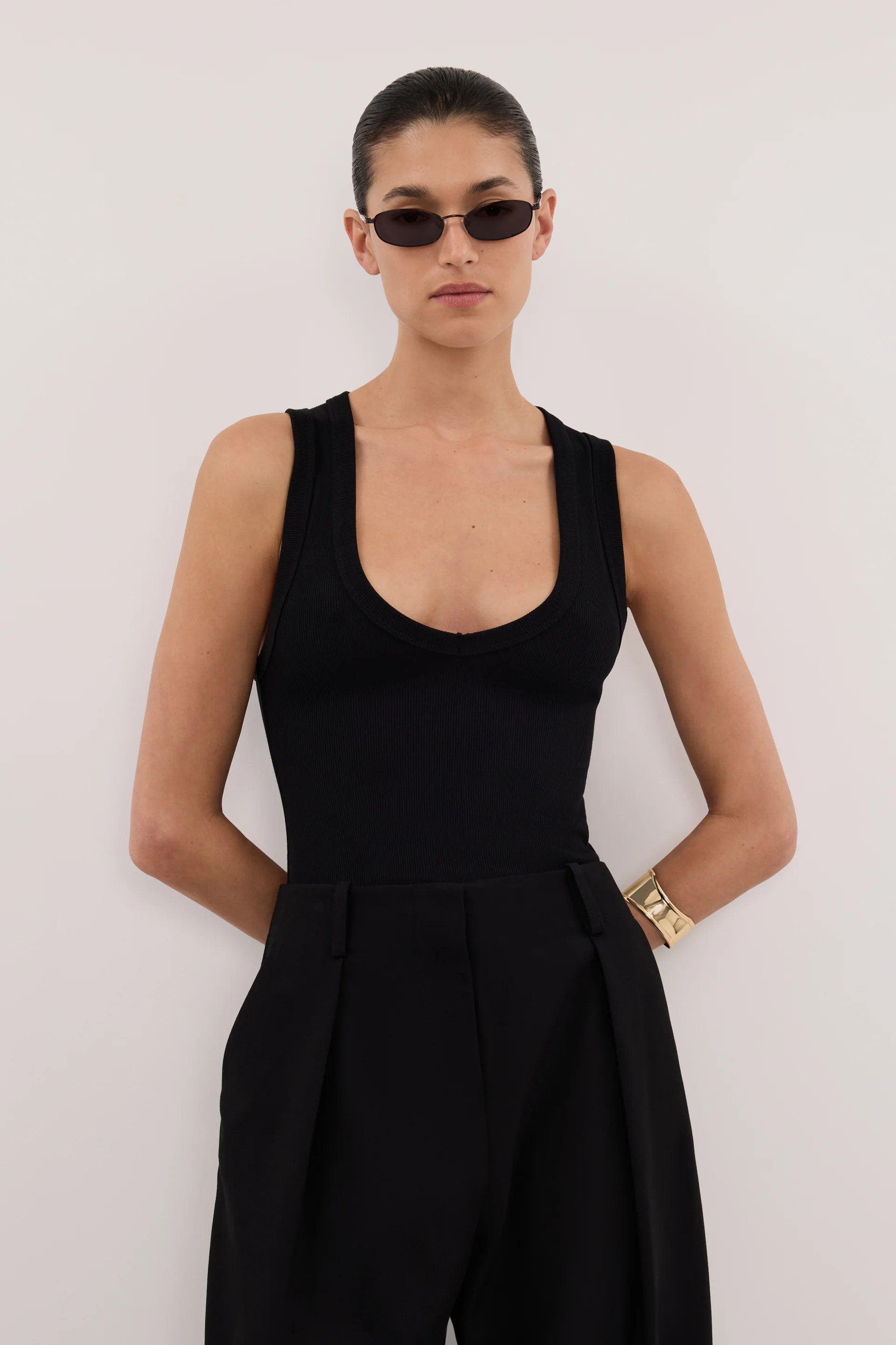 YASMIN BLACK KNIT TANK | DISSH