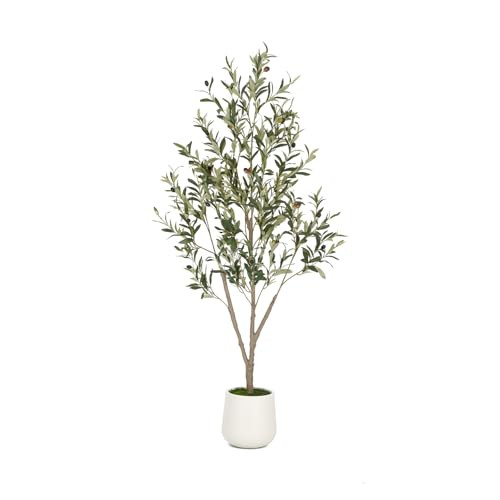 Olive Trees Artificial Indoor, 5FT Tall Faux Olive Tree with White Tall Planter, Artificial Plant... | Amazon (US)