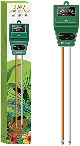 Kensizer 3-in-1 Soil Tester, Soil Moisture/Light/pH Meter, Gardening Farm Lawn Test Kit Tool, Digita | Amazon (US)