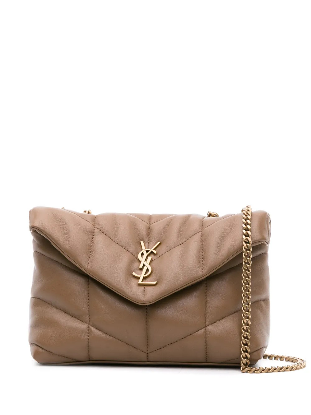 Saint Laurent Loulou Puffer Quilted Shoulder Bag | Brown | FARFETCH | Farfetch Global