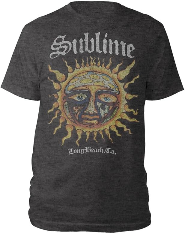 Sublime Men's Logo Stamp Sun T-Shirt Heather Charcoal | Officially Licensed Merchandise | Amazon (US)
