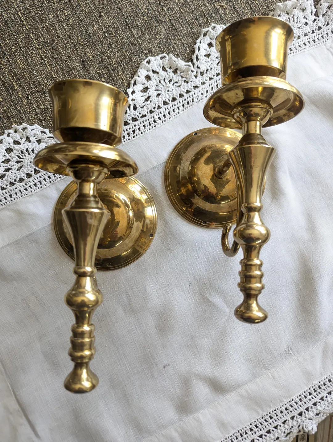 Solid Brass Pair Wall Mount Candle Holder Sconce Taper Candlestick Light Fixture Gold Colonial 8.... | Etsy (US)