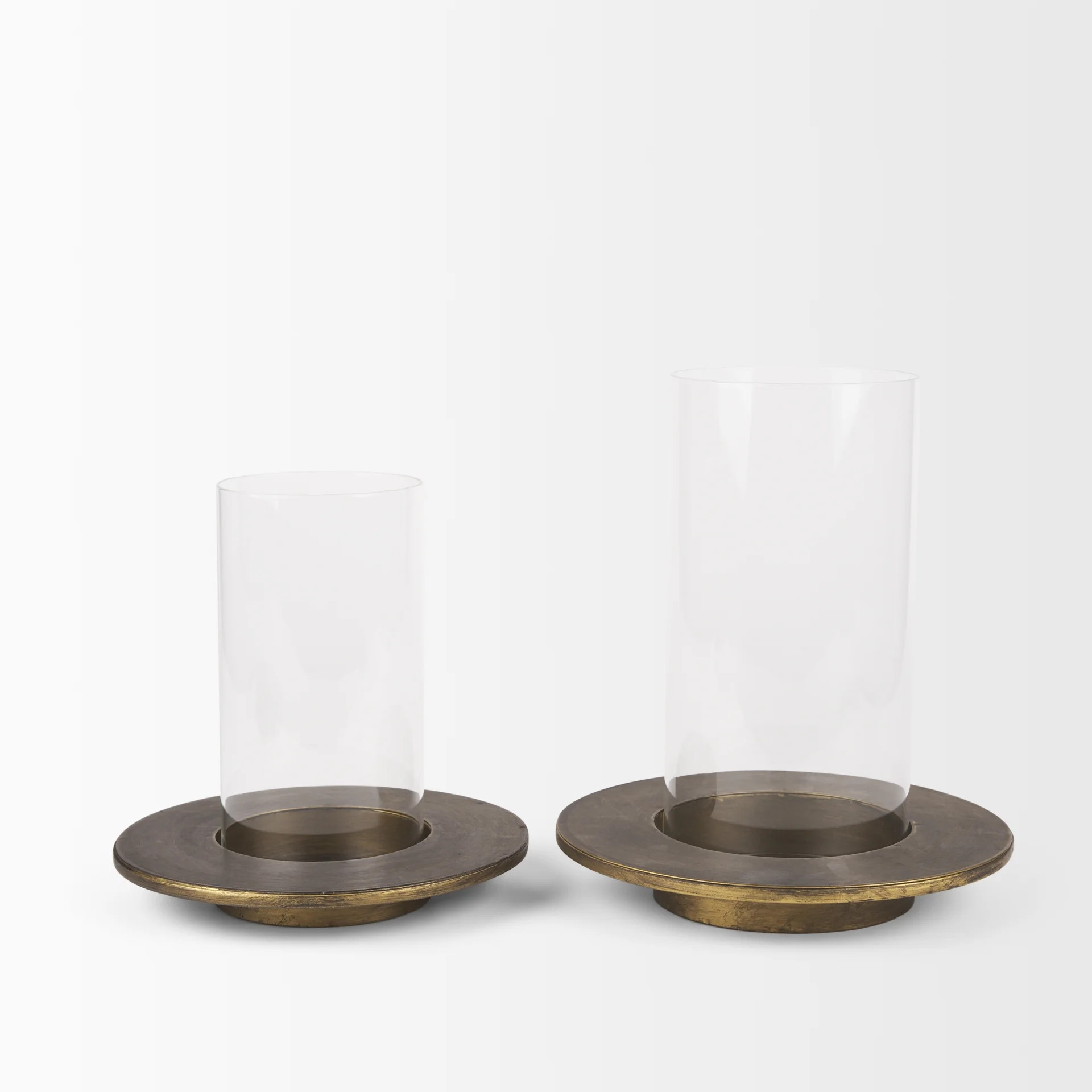 Vivian Gold Metal and Glass Hurricane Candle Holder (Set of - Walmart.com | Walmart (US)