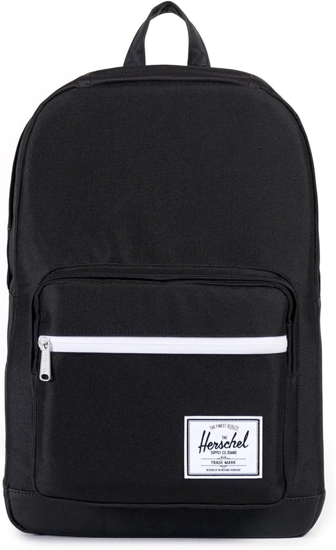 Herschel Pop Quiz Backpack, Black/Black Synthetic Leather, Classic 22L | Amazon (US)