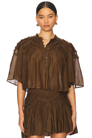 Isabel Marant Etoile Carmen Top in Dark Khaki from Revolve.com | Revolve Clothing (Global)