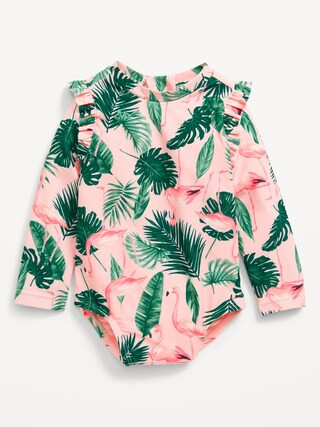 Matching Ruffle-Trim One-Piece Rashguard Swimsuit for Baby | Old Navy (US)