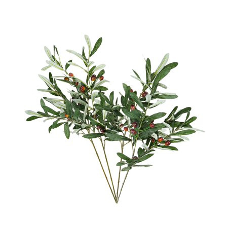 ShoppeWatch Artificial Olive Branches and Stems with Fruit 30 for Decoration - Faux Plant Fake Olives Leaf - Indoor Outdoor Plastic Decor - 4 pcs AF17 | Walmart (US)