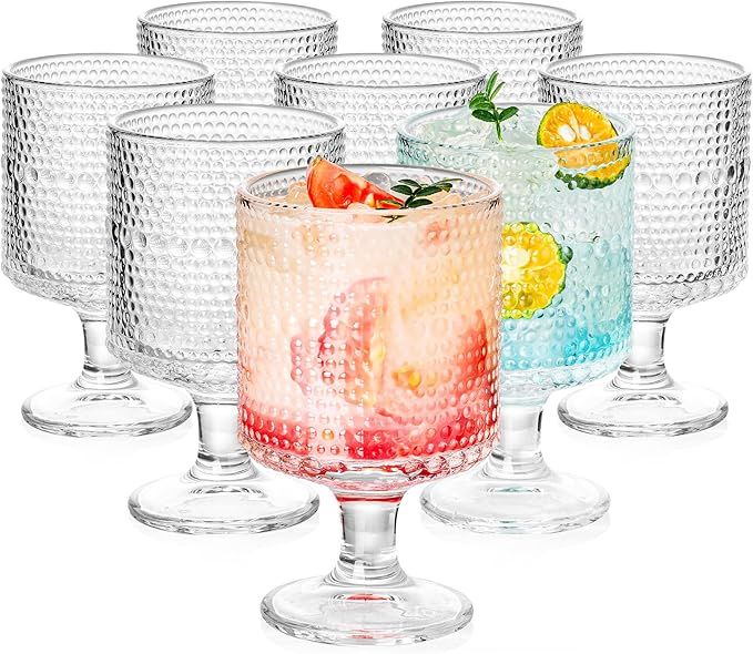 KEMORELA Hobnail Drinking Glasses Set of 8, Vintage Water Goblets Glassware, 8oz Hobnail Goblets ... | Amazon (US)