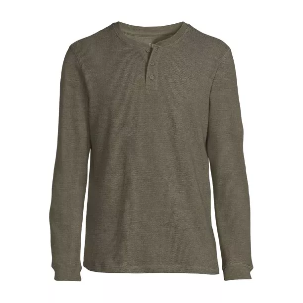 George Men's and Big Men's Long Sleeve Thermal Henley Shirt, Sizes