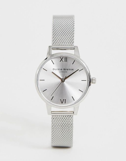 Olivia Burton OB16MD86 Sunray dial mesh watch in silver | ASOS UK