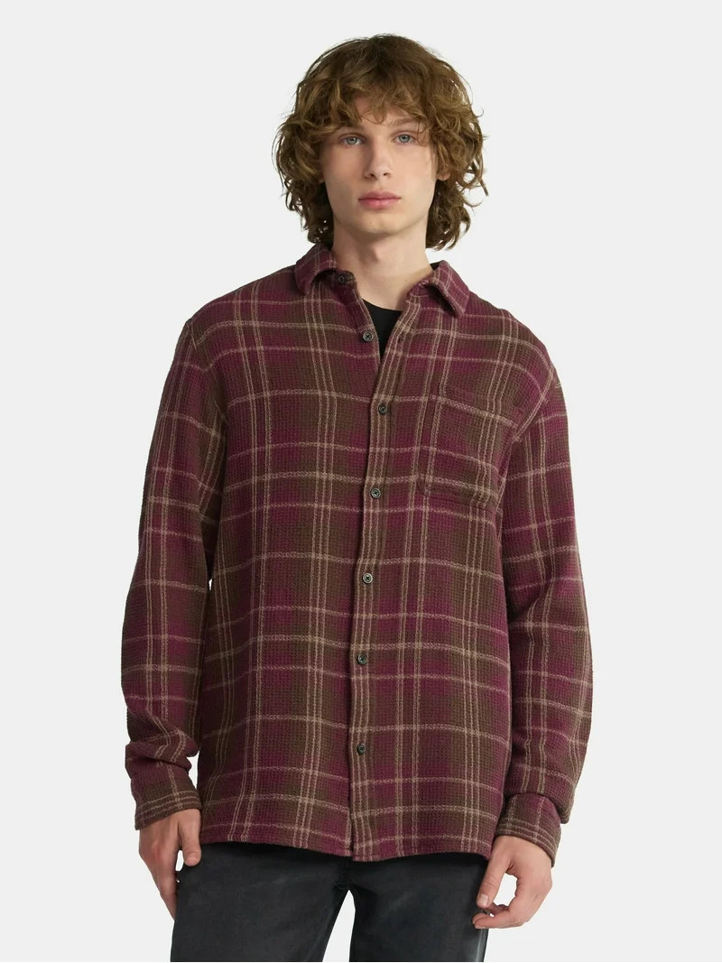 No Boundaries Men's & Big Men's Long Sleeve Textured Shirt , Sizes XS-5XL | Walmart (US)