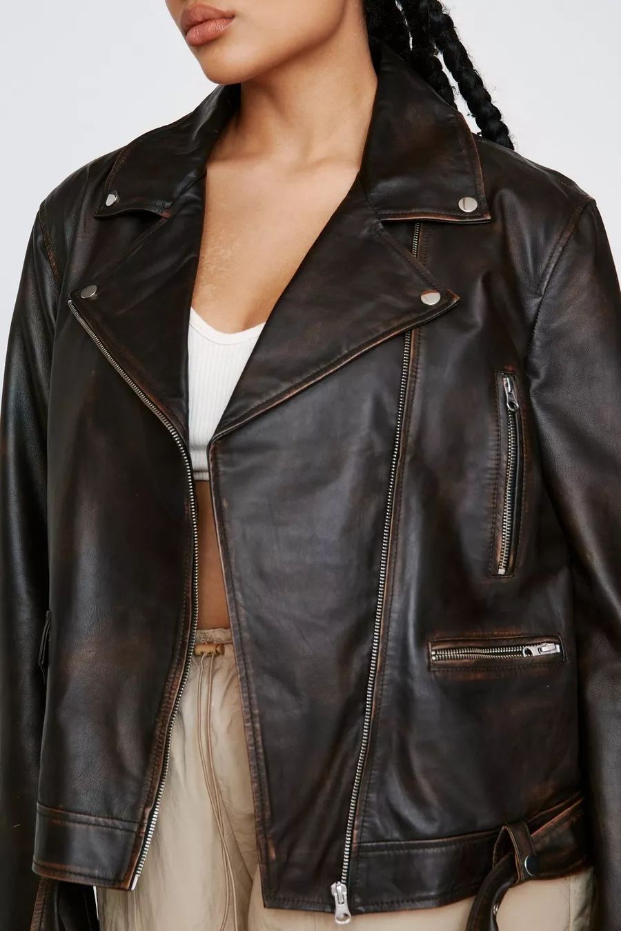 Plus Oversized Real Leather Biker Jacket | Nasty Gal (US)