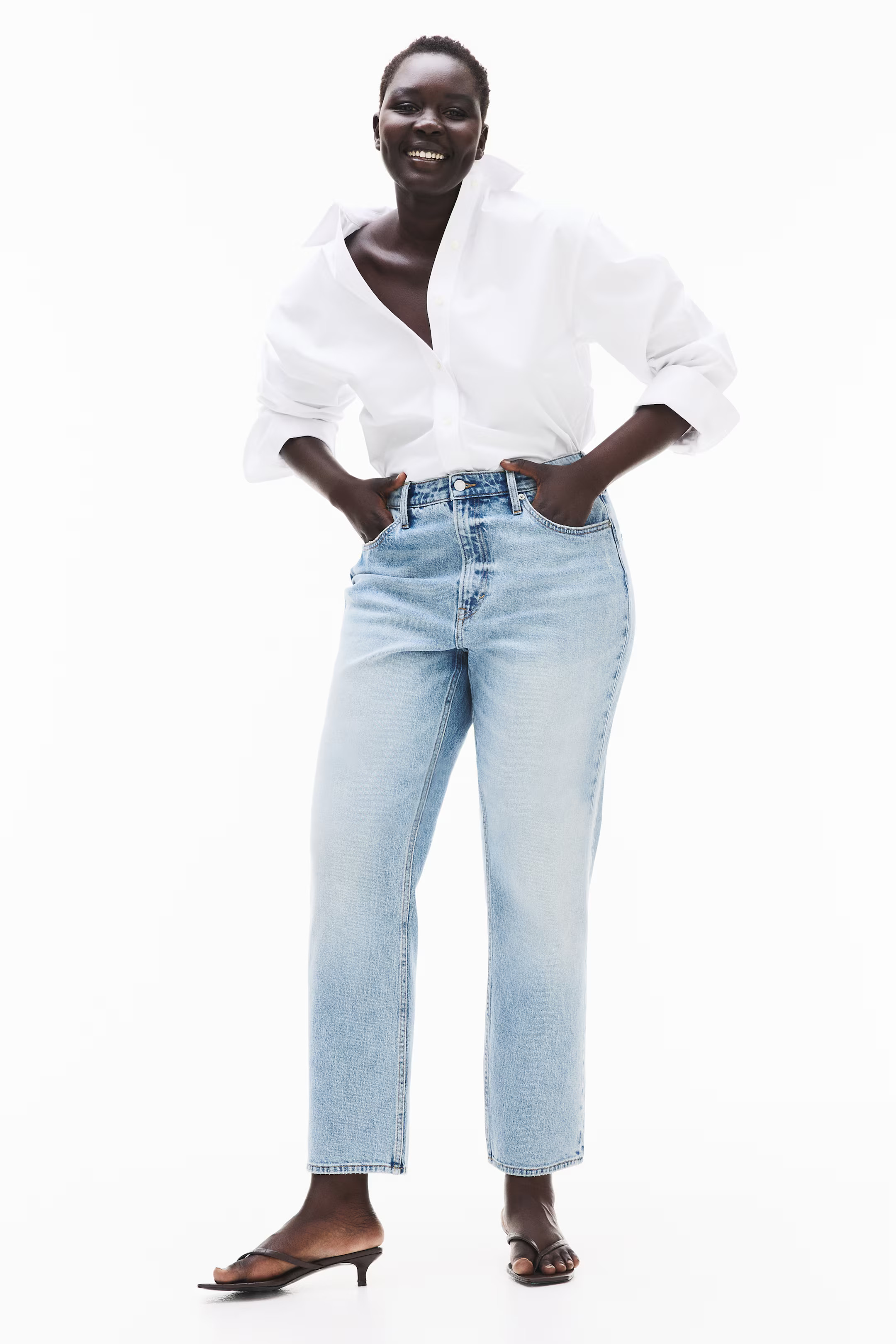 Curvy Fit Slim Straight High Ankle Jeans | H&M (US + CA)