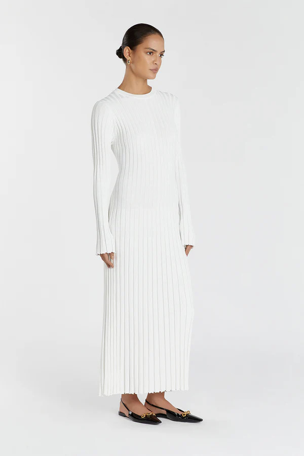 ADA OFF WHITE LONG SLEEVE MIDI DRESS | DISSH