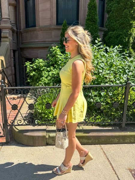 Spring outfit, Boston, yellow dress, gold buttons, pleated skirt, dolce vita wedges, fendi bucket bag

#LTKTravel #LTKSaleAlert #LTKSeasonal