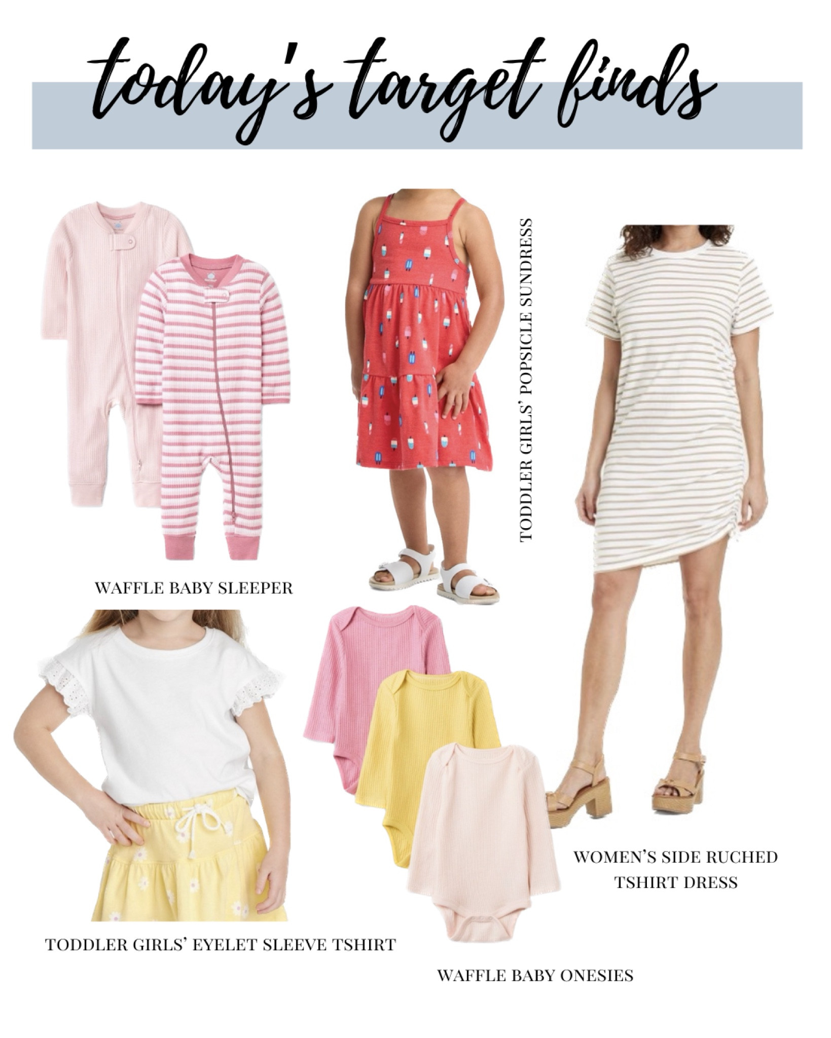Women’s, toddler, and baby Target finds for spring and summer including onesies, sleepers, tshirts, and sundresses

#LTKkids #LTKbaby #LTKFind