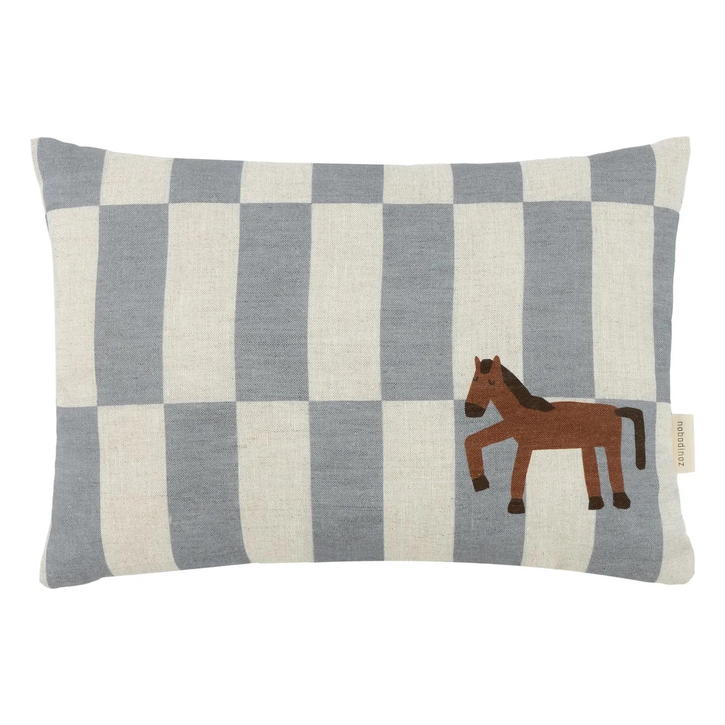 Cheval Vibes rectangular cushion - French linen | Blue | Smallable