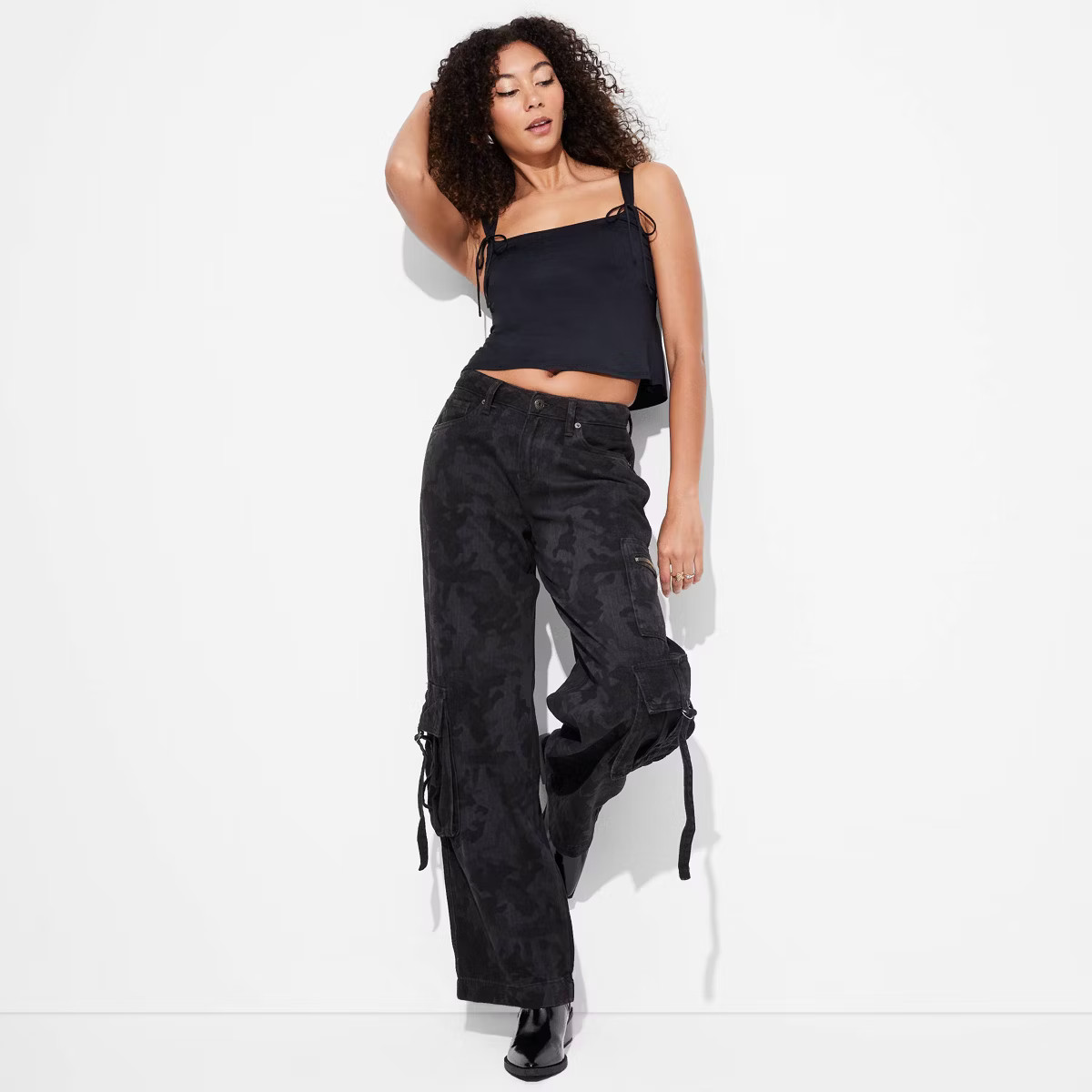 Women's Mid-Rise Wide Leg Cargo Baggy Pants - Wild Fable™ | Target