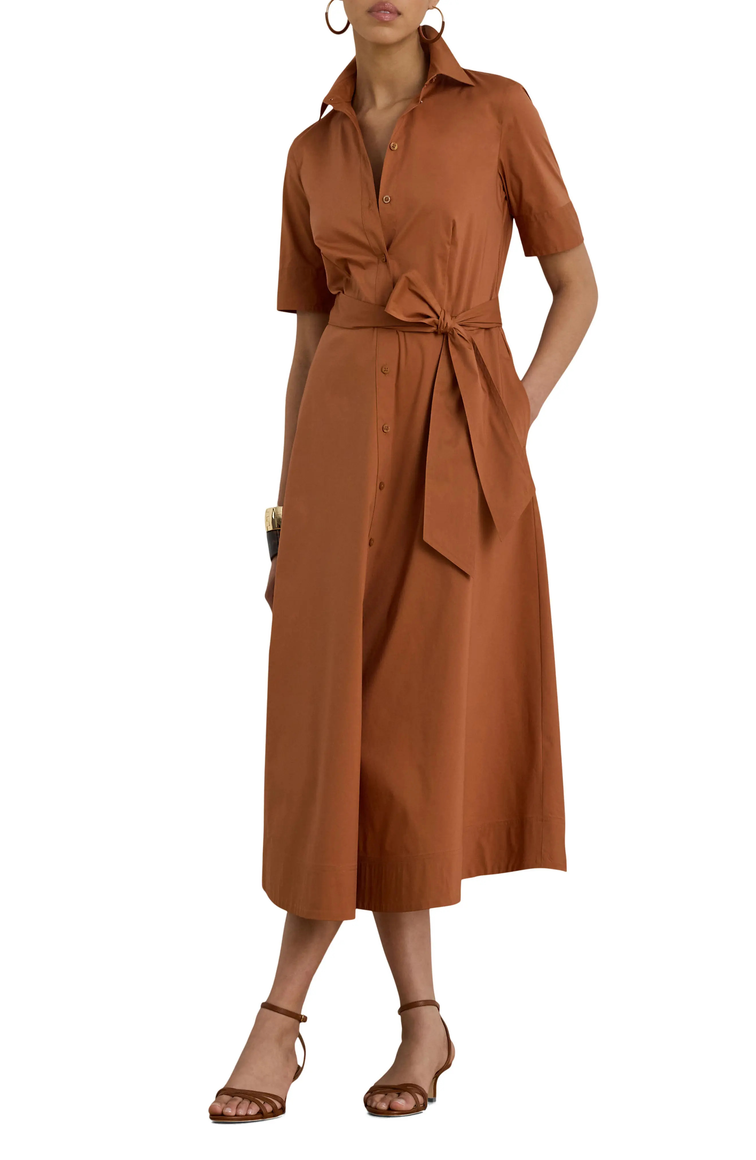 Cotton Blend Midi Shirtdress (Women) | Nordstrom | Nordstrom