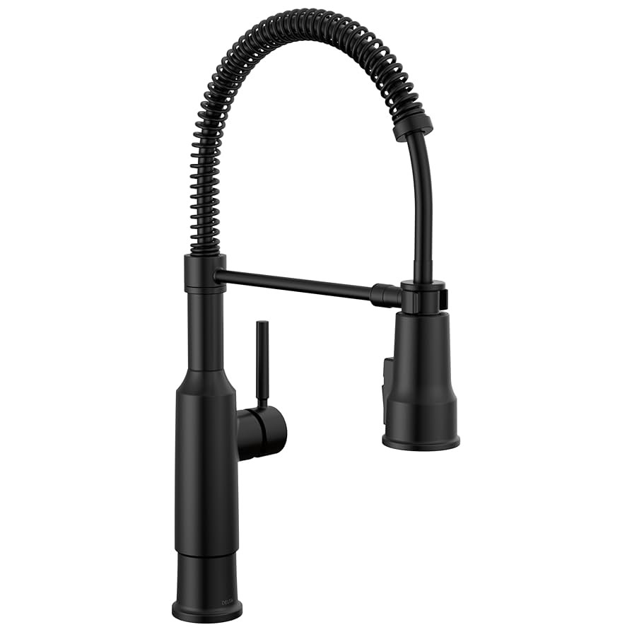 Delta Theodora Pro Style Commercial Kitchen Faucet with Pull Down Sprayer, Single Hole Matte Blac... | Amazon (US)
