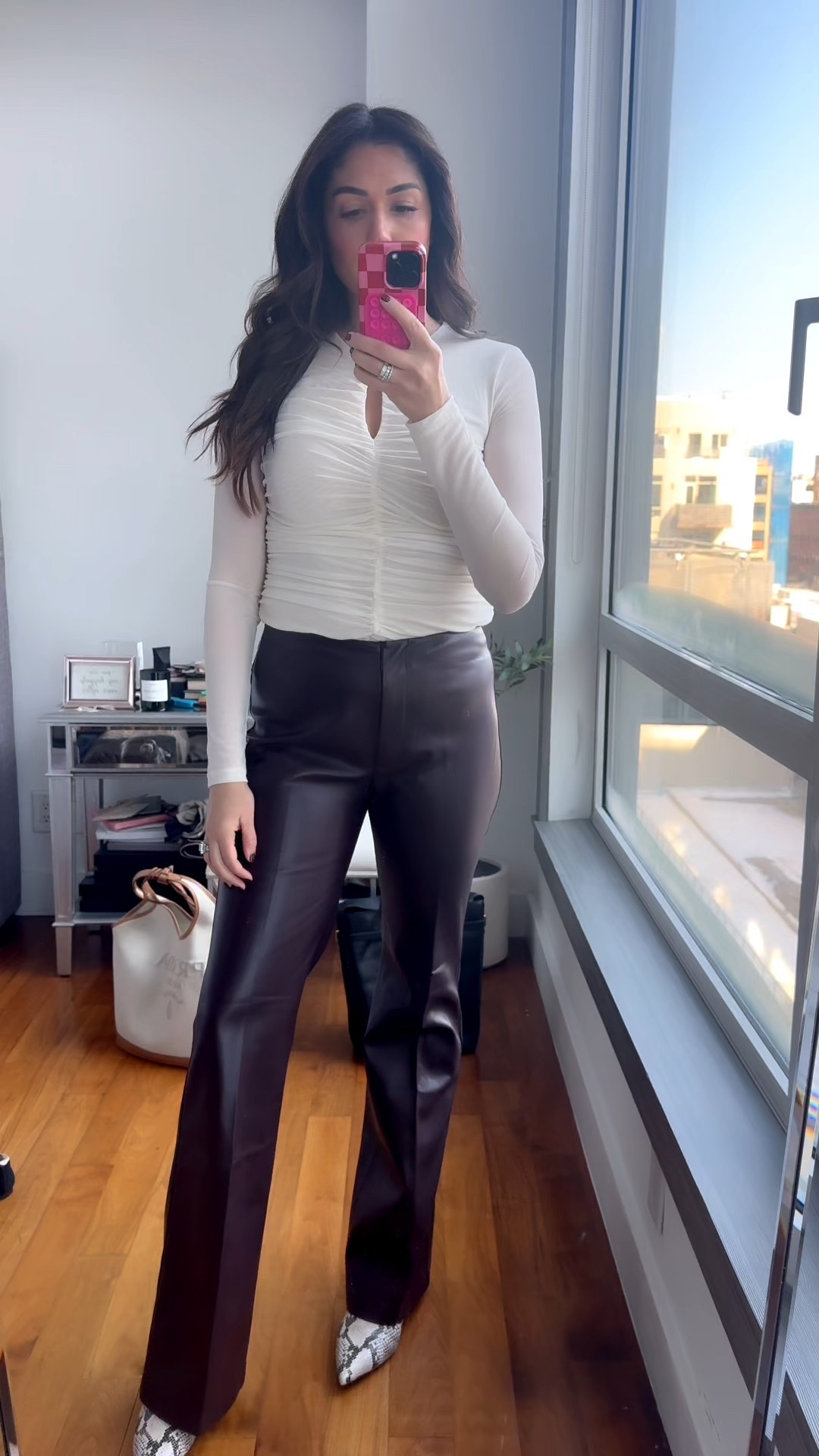 Faux leather pants , tall girl friendly