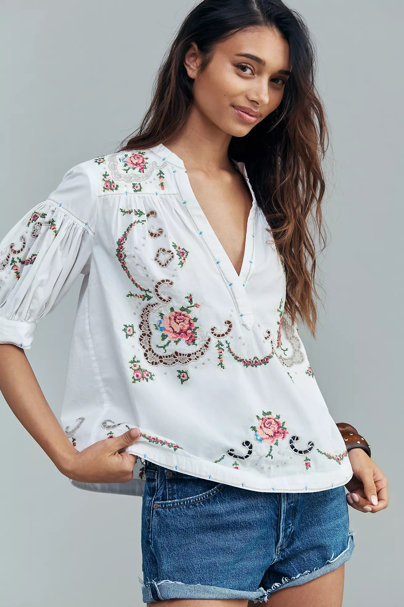 Darcey Popover Swing Top: Embroidered Edition | Anthropologie (US)