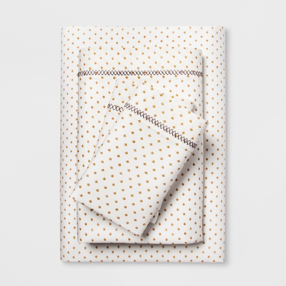 Cotton Percale Print Sheet Set (King) Gold - Opalhouse | Target
