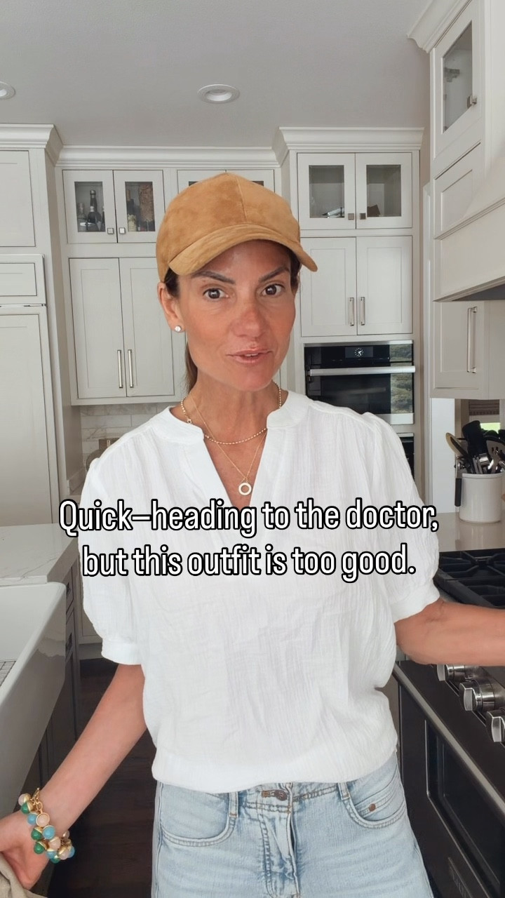 Easy outfit over 50 that just works (and doesn’t cost a fortune).
This top is affordable, comes in tons of colors, and I keep reaching for it (just grabbed it in pink).
Lightweight wide-leg jeans with a raw hem you can customize + simple sandals, layers, and a grab-and-go jacket.

I am 5'7" tall and I'm wearing a size 25 petite. I wanted the jeans to look more cropped and the regular runs long. I am wearing a size small in the top and jacket. 

#LTKOver40 #LTKmomlife #LTKootd