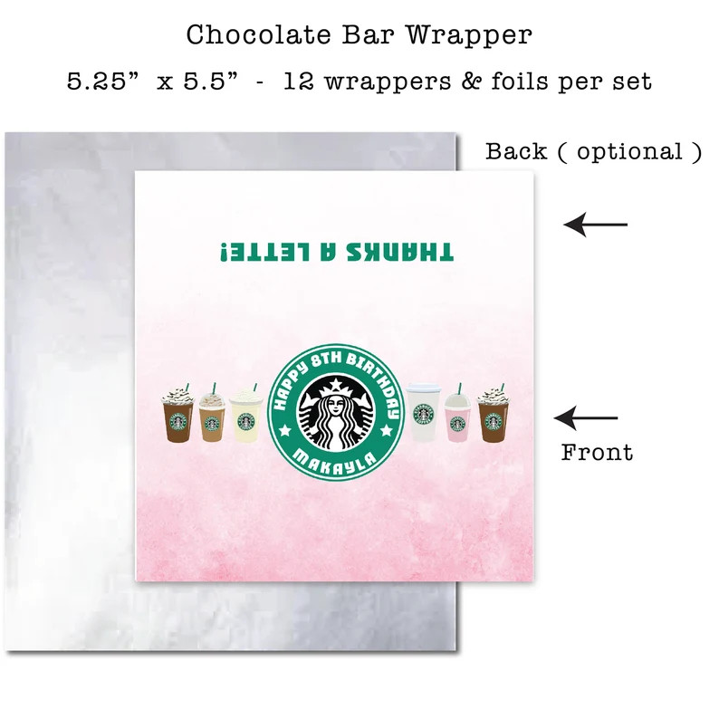 Coffee House Cafe Latte Logo Inspired Chocolate Bar Wrappers Kiss Stickers Chocolate Miniature Pa... | Etsy (US)