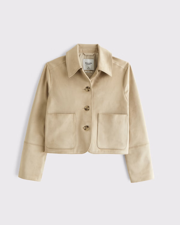 Vegan Suede Button-Through Jacket | Abercrombie & Fitch (US)