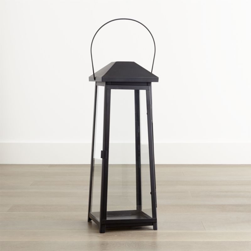 Petaluma Large Black Metal Lantern + Reviews | Crate and Barrel | Crate & Barrel