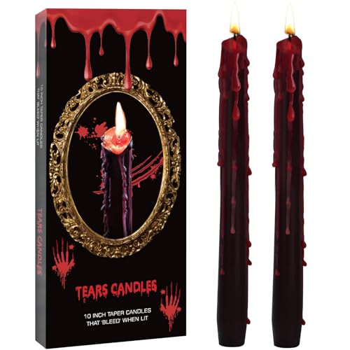 6 Pack Vampire Tears Taper Candles, 10 inch Tall Bleeding Candles, Soundvalue Unscented Black Tapered Candlesticks, Spooky Blood Drip Candles Set for Halloween Party Gothic Home Decorations | Amazon (US)