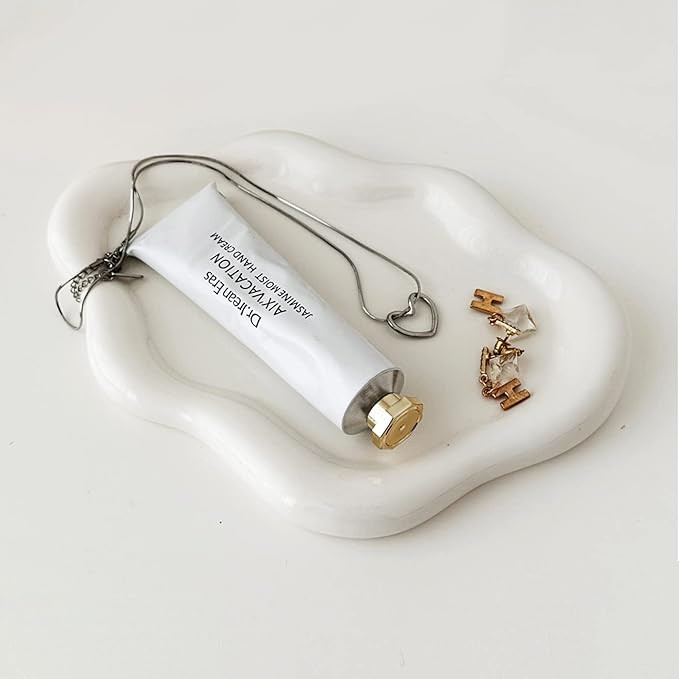 Jewelry Dish Trinket Tray for Women, Ring Dish Holder, Unique Cloud Shape Ceramic Plate Cute Thin... | Amazon (US)